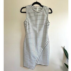 Olivia Grey Asymmetrical Striped Dress